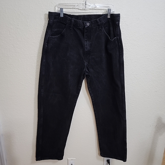 Rustler Regular Fit Straight Leg Black Denim Jeans Men's Size 38x30. - Picture 1 of 9